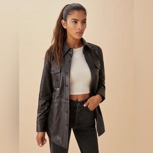 Reformation x Veda Leather Shirt Jacket